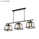 GobekUsa Black Pyramid Island Light: Industrial Metal 3-Bulb Hanging Lamp with Glass Panel - Kitchen Fixture