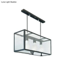GobekUsa Clear Glass Hanging Pendant Industrial Kitchen Island Light - 3-Light Rectangle Design in White