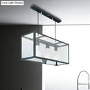 GobekUsa Clear Glass Hanging Pendant Industrial Kitchen Island Light - 3-Light Rectangle Design in White