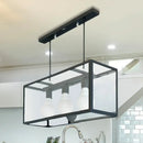 GobekUsa Clear Glass Hanging Pendant Industrial Kitchen Island Light - 3-Light Rectangle Design in White
