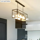 GobekUsa Clear Glass Hanging Pendant Industrial Kitchen Island Light - 3-Light Rectangle Design in White