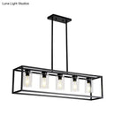 GobekUsa Industrial Clear Glass Pendant with Cylinder Shade, 3/5 Lights, Dinette Up/Down Island Lamp in Black
