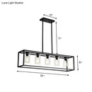 GobekUsa Industrial Clear Glass Pendant with Cylinder Shade, 3/5 Lights, Dinette Up/Down Island Lamp in Black
