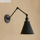 GobekUsa Farmhouse Cone Wall Sconce - Black/Rust Iron Lighting Fixture for Bedroom