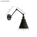 GobekUsa Farmhouse Cone Wall Sconce - Black/Rust Iron Lighting Fixture for Bedroom