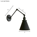 GobekUsa Farmhouse Cone Wall Sconce - Black/Rust Iron Lighting Fixture for Bedroom