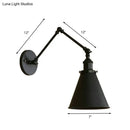 GobekUsa Farmhouse Cone Wall Sconce - Black/Rust Iron Lighting Fixture for Bedroom