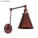 GobekUsa Farmhouse Cone Wall Sconce - Black/Rust Iron Lighting Fixture for Bedroom
