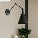 GobekUsa Farmhouse Cone Wall Sconce - Black/Rust Iron Lighting Fixture for Bedroom