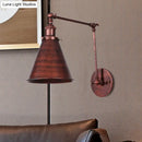 GobekUsa Farmhouse Cone Wall Sconce - Black/Rust Iron Lighting Fixture for Bedroom