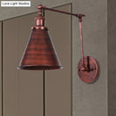 GobekUsa Farmhouse Cone Wall Sconce - Black/Rust Iron Lighting Fixture for Bedroom