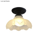 GobekUsa Industrial Black Semi Flush Ceiling Light with Milky Glass Shade – Perfect for Gallery