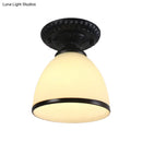 GobekUsa Industrial Black Semi Flush Ceiling Light with Milky Glass Shade – Perfect for Gallery