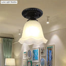 GobekUsa Industrial Black Semi Flush Ceiling Light with Milky Glass Shade – Perfect for Gallery