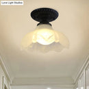 GobekUsa Industrial Black Semi Flush Ceiling Light with Milky Glass Shade – Perfect for Gallery