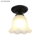 GobekUsa Industrial Black Semi Flush Ceiling Light with Milky Glass Shade – Perfect for Gallery