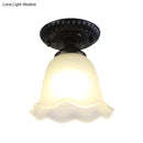 GobekUsa Industrial Black Semi Flush Ceiling Light with Milky Glass Shade – Perfect for Gallery