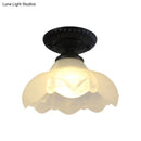 GobekUsa Industrial Black Semi Flush Ceiling Light with Milky Glass Shade – Perfect for Gallery