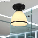 GobekUsa Industrial Black Semi Flush Ceiling Light with Milky Glass Shade – Perfect for Gallery