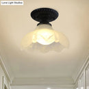 GobekUsa Industrial Black Semi Flush Ceiling Light with Milky Glass Shade – Perfect for Gallery