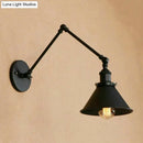 GobekUsa Retro Style Swing Arm Wall Lamp: 1-Head Sconce with Conic Shade, Metal, Indoor - Black
