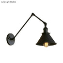 GobekUsa Retro Style Swing Arm Wall Lamp: 1-Head Sconce with Conic Shade, Metal, Indoor - Black