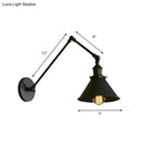 GobekUsa Retro Style Swing Arm Wall Lamp: 1-Head Sconce with Conic Shade, Metal, Indoor - Black