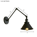 GobekUsa Retro Style Swing Arm Wall Lamp: 1-Head Sconce with Conic Shade, Metal, Indoor - Black