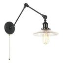 GobekUsa Clear Glass Swing Arm Wall Light Fixture for Dining Living Room Cafe