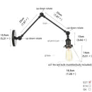 GobekUsa Clear Glass Swing Arm Wall Light Fixture for Dining Living Room Cafe