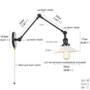 GobekUsa Clear Glass Swing Arm Wall Light Fixture for Dining Living Room Cafe