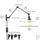 GobekUsa Clear Glass Swing Arm Wall Light Fixture for Dining Living Room Cafe