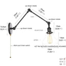 GobekUsa Clear Glass Swing Arm Wall Light Fixture for Dining Living Room Cafe