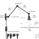 GobekUsa Clear Glass Swing Arm Wall Light Fixture for Dining Living Room Cafe