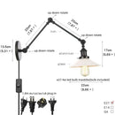 GobekUsa Clear Glass Swing Arm Wall Light Fixture for Dining Living Room Cafe