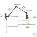 GobekUsa Clear Glass Swing Arm Wall Light Fixture for Dining Living Room Cafe