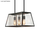 GobekUsa Industrial Black Trapezoid Kitchen Island Light with 3 Clear Glass Bulbs
