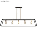 GobekUsa Industrial Black Trapezoid Island Light: 5-Bulb Metal Fixture for Dining Room Ceiling Suspension