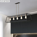 GobekUsa Industrial Black Trapezoid Island Light: 5-Bulb Metal Fixture for Dining Room Ceiling Suspension