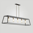 GobekUsa Industrial Black Trapezoid Island Light: 5-Bulb Metal Fixture for Dining Room Ceiling Suspension