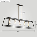 GobekUsa Industrial Black Trapezoid Island Light: 5-Bulb Metal Fixture for Dining Room Ceiling Suspension