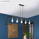 GobekUsa Industrial Black Trapezoid Island Light: 5-Bulb Metal Fixture for Dining Room Ceiling Suspension