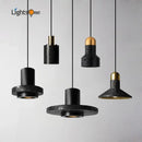 GobekUsa Black Travertine Cement Terrazzo Pendant Light Industrial Hat Light
