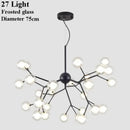 GobekUsa Glass Ball Firefly LED Tree Branch Chandelier Industrial Black Lighting