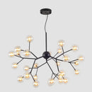 GobekUsa Glass Ball Firefly LED Tree Branch Chandelier Industrial Black Lighting