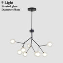 GobekUsa Glass Ball Firefly LED Tree Branch Chandelier Industrial Black Lighting