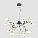 GobekUsa Glass Ball Firefly LED Tree Branch Chandelier Industrial Black Lighting