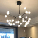 GobekUsa Glass Ball Firefly LED Tree Branch Chandelier Industrial Black Lighting