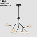GobekUsa Glass Ball Firefly LED Tree Branch Chandelier Industrial Black Lighting