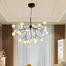 GobekUsa Glass Ball Firefly LED Tree Branch Chandelier Industrial Black Lighting
